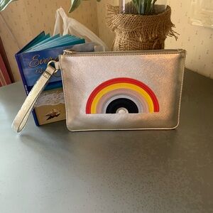 Estella Bartlett, NEW NEVER CARRIED, Rainbow pouch wristlet, with GOLD zipper.